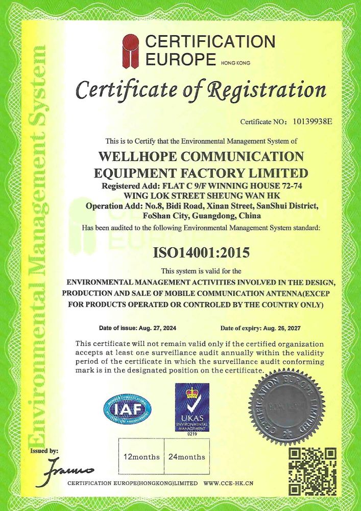 Certificazione WHIRELESS ISO 14001:2015